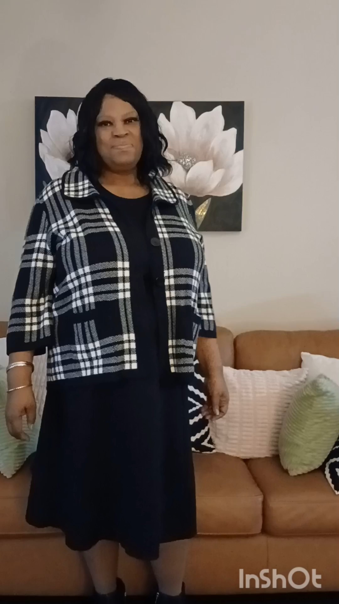 Black and white checkered jacket with black dress.

#LTKootd #LTKPlusSize #LTKOver40