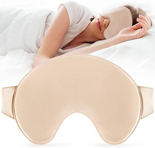 FRESHME Mulberry Silk Sleep Mask - Champagne Large Blindfold Comfy Blockout Adjustable Breath Eye... | Amazon (US)
