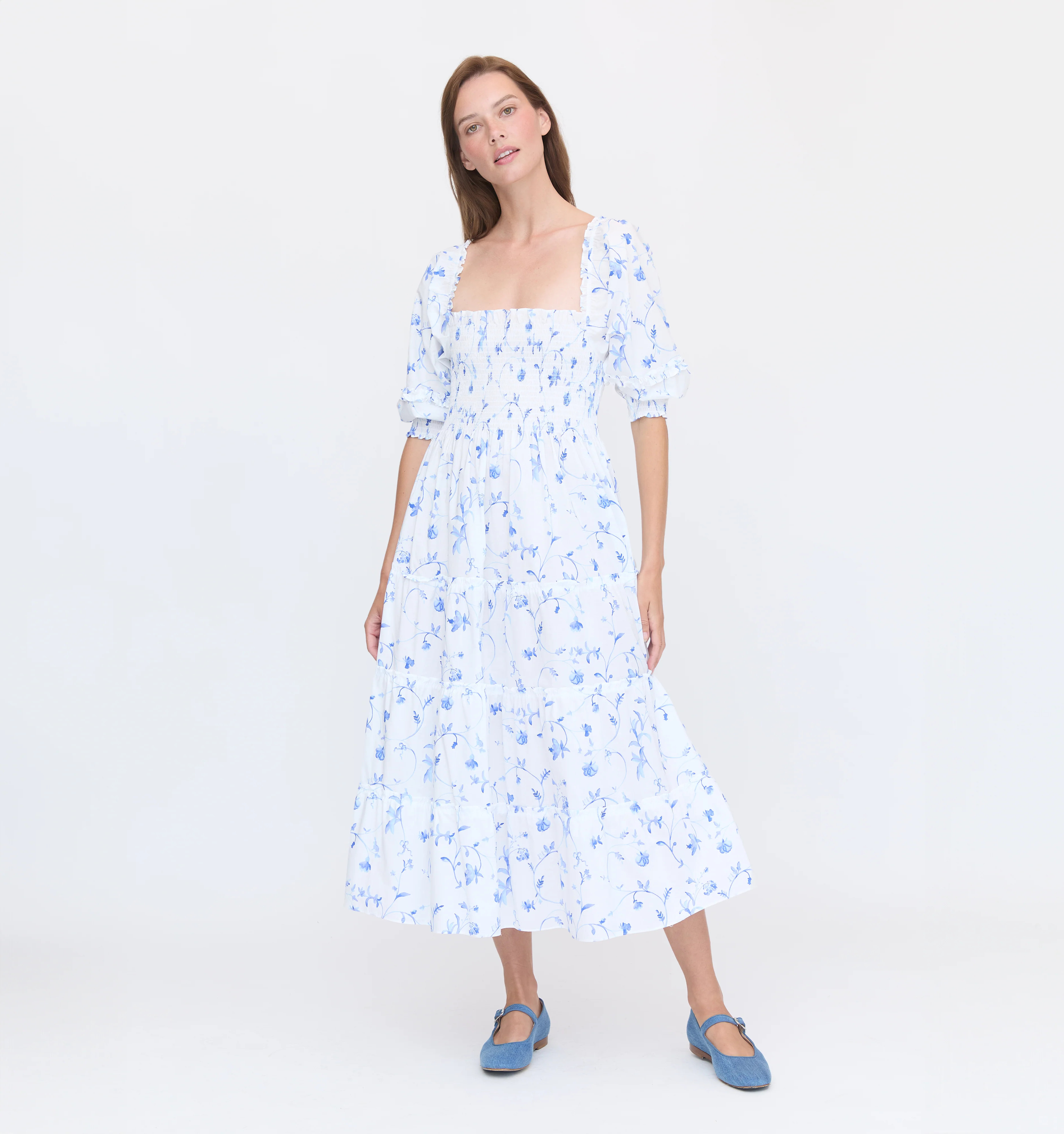 The Nesli Nap Dress - Blue Botanical | Hill House Home US