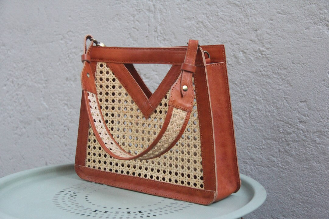 Handmade Shoulder Bag Rattan Leather Summer Bag for Vacation - Etsy | Etsy (US)