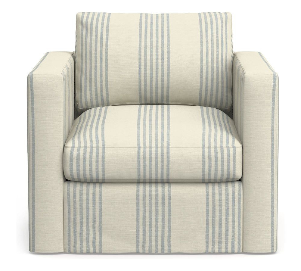 Jake Swivel Occ Outdoor Chair; High Performance Stripe, Chambray Coastal Stripe | Pottery Barn (US)