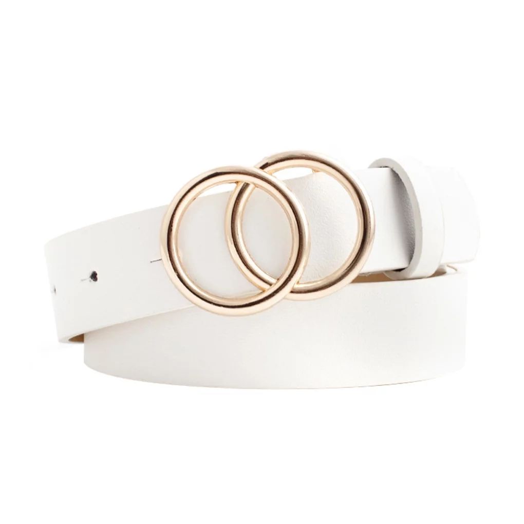 Booyoo - Booyoo Double Ring Circle Design Women Leather Belt Simple Design Solid Color Girls Adju... | Walmart (US)