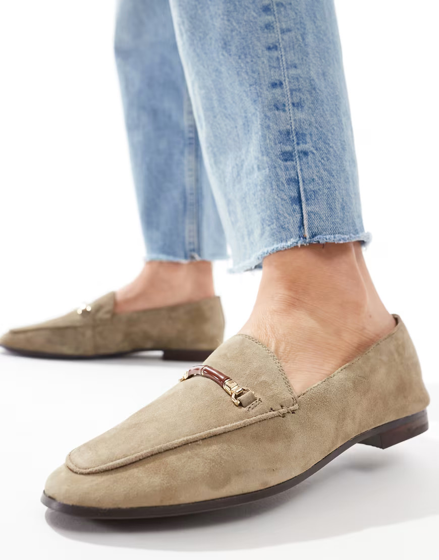ALDO Francine loafers in olive suede-Green | ASOS (Global)