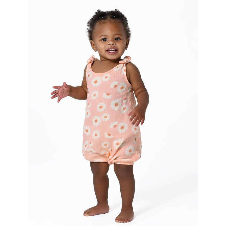 Modern Moments by Gerber Baby Girl Gauze Romper, Sizes 0/3M-24M | Walmart (US)