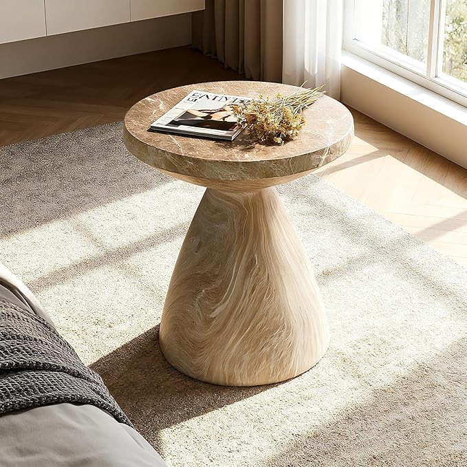 17.72" Cement End Tables for Patio,Faux Terrazzo Modern Small Round Side Accent Table,Tree Stump ... | Amazon (US)