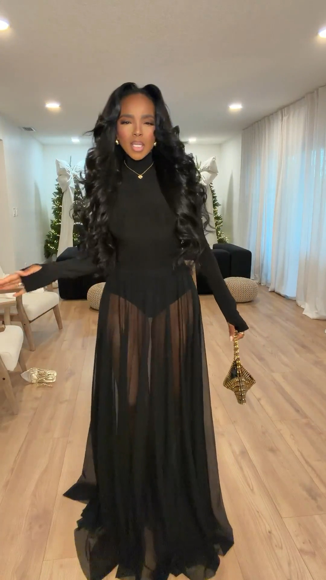 A dramatic black moment — this sheer maxi skirt paired with a sleek fitted top is such a statement look. The movement, the layers, the silhouette… effortlessly bold and elevated.

Perfect for holiday parties, nights out, and any event where you want all eyes on you.

📏 Sizing: Small
Height — 5’4” | 138 lbs | Bust — 34D | Waist — 27” | Hips — 40”

sheer black maxi skirt outfit, dramatic evening look, elevated black monochrome style, holiday event outfits, statement skirt styling

✨ Everything linked below for easy shopping

Follow me on Instagram and YouTube @kirasfashionfinds

#LTKHoliday #LTKootd #LTKgrwm