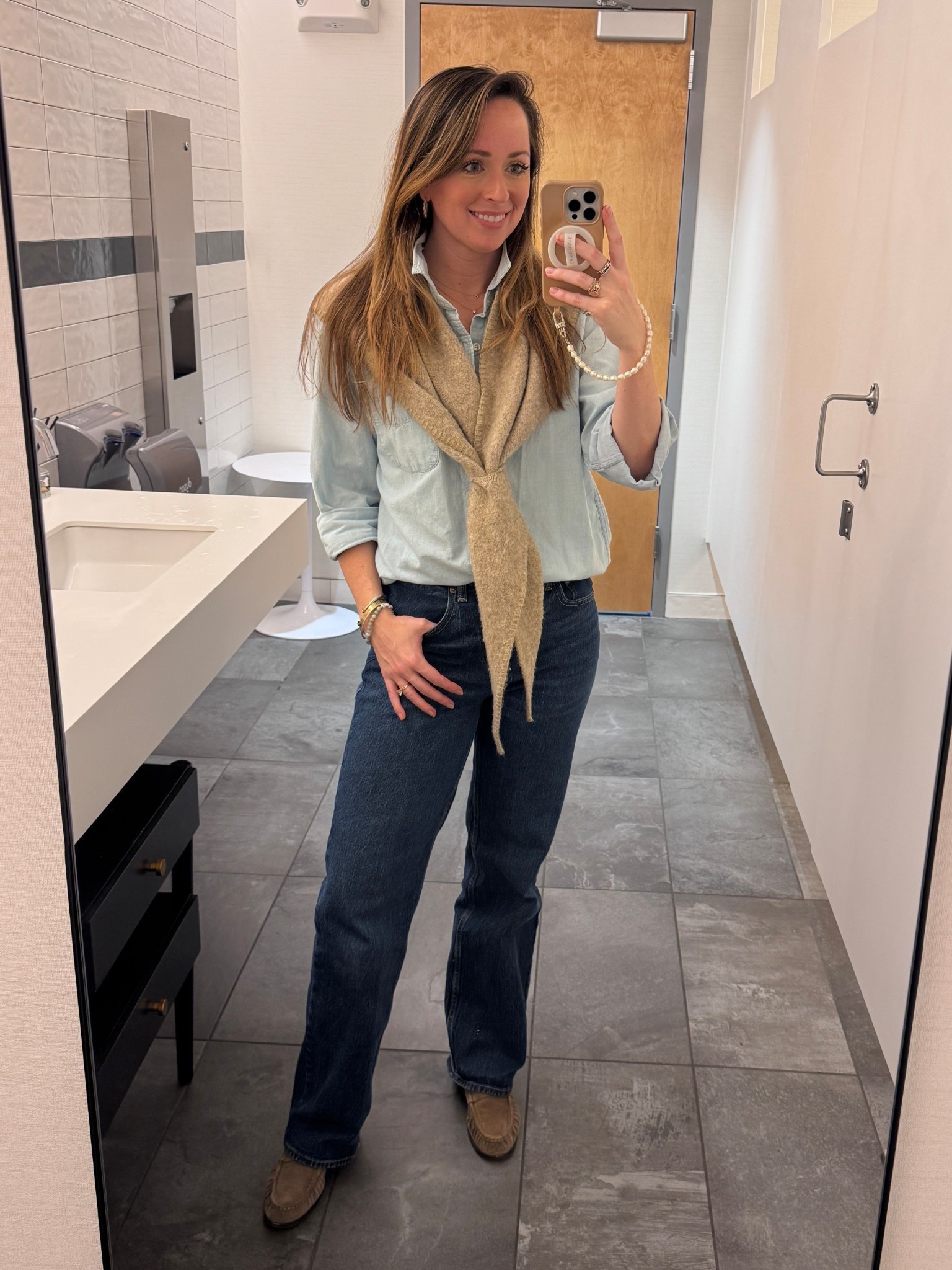 Denim on denim with neutral accessories 

#LTKdayinmylife #LTKootd #LTKWorkwear