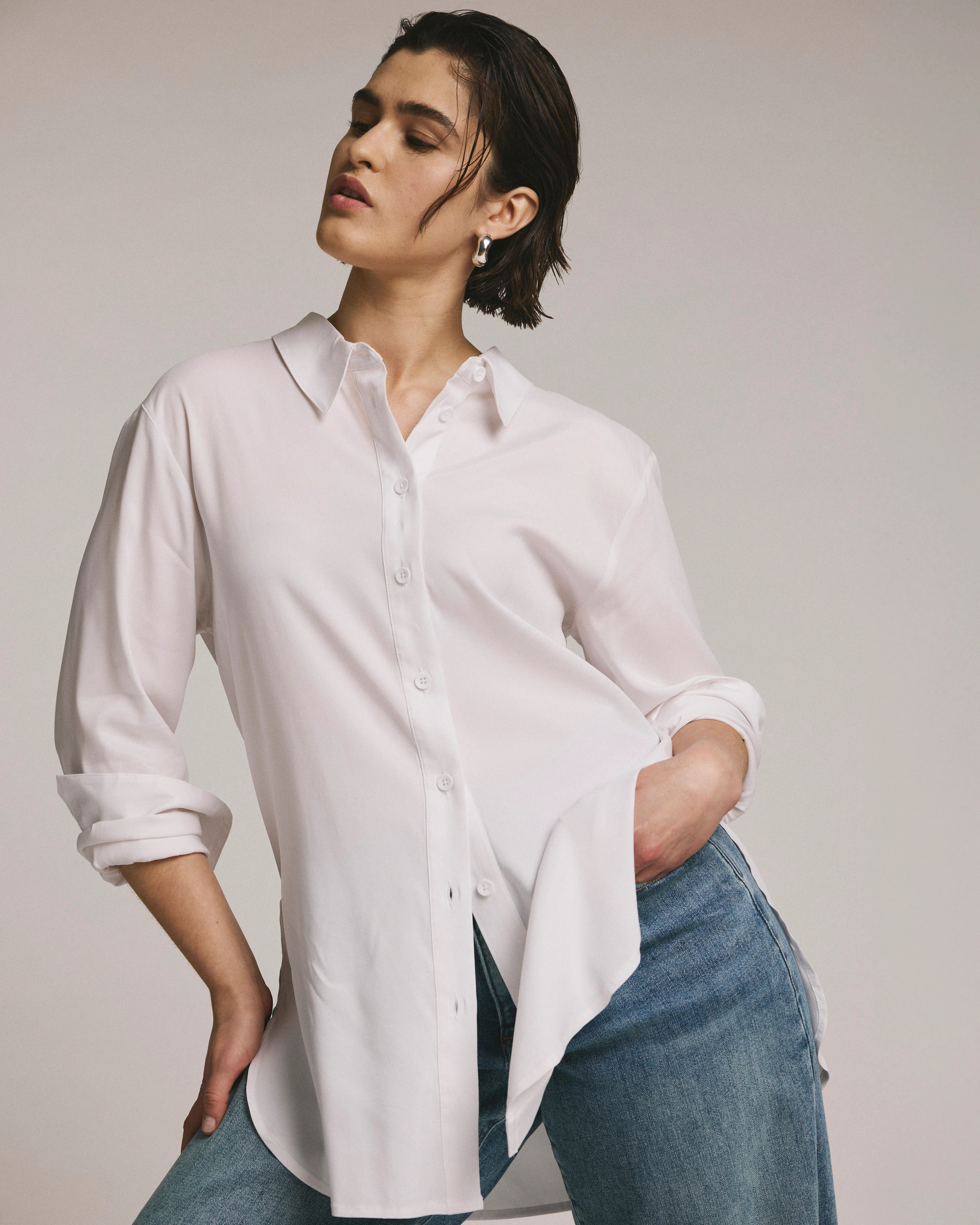 Cooling Stretch Cupro Artist Shirt - White | Universal Standard