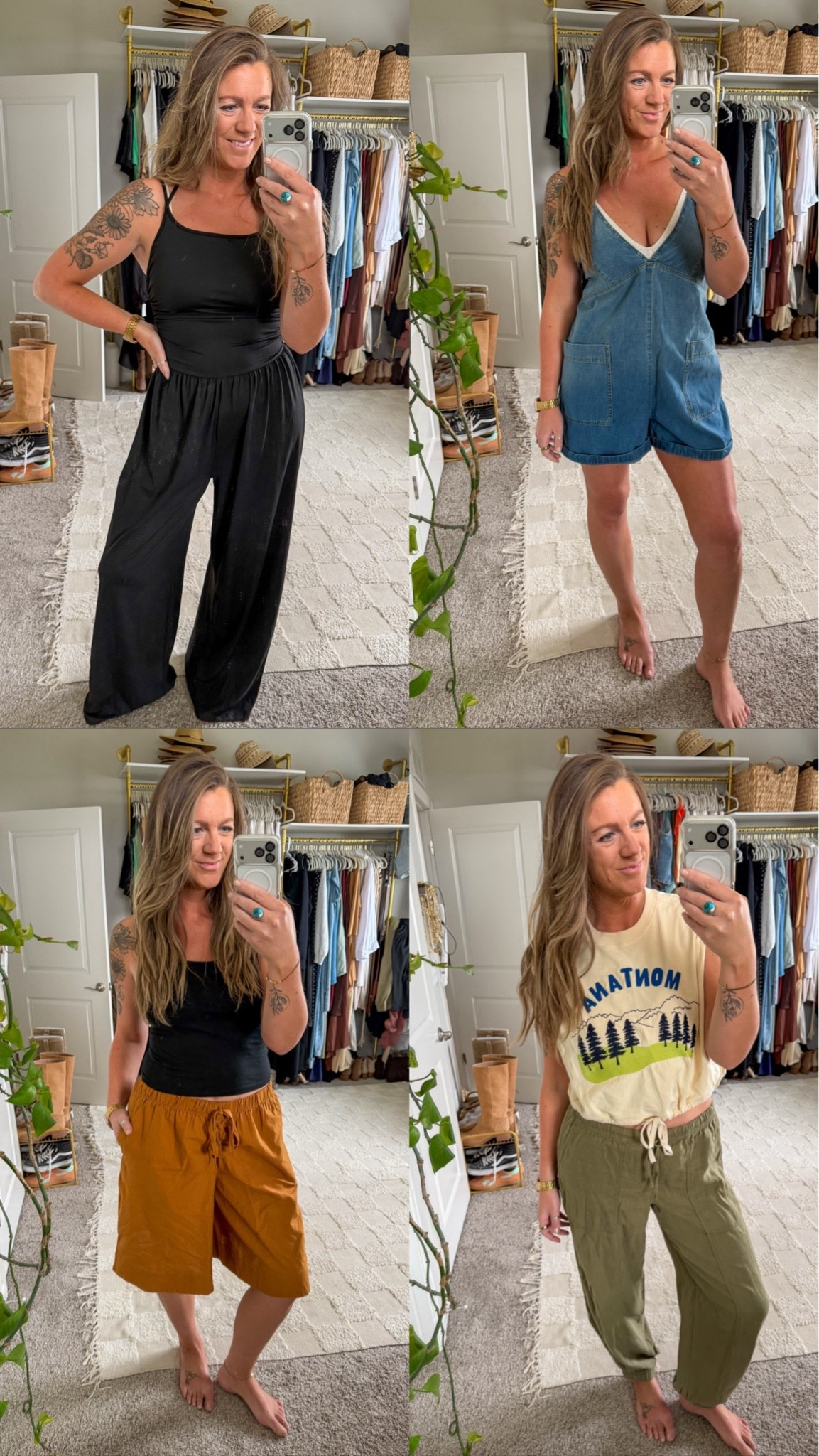 Large tall jumpsuit, medium romper, small brown shorts, medium tee, medium tall green pants

#LTKTall #LTKOver40 #LTKMidsize