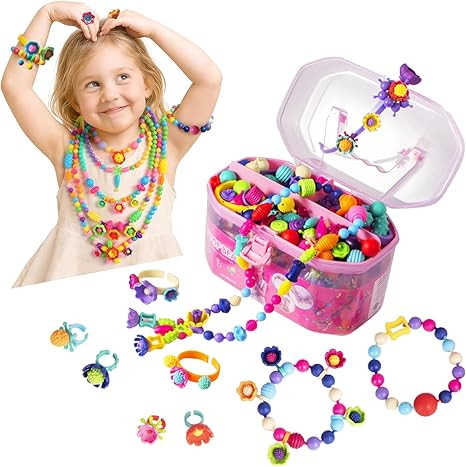 BIRANCO. Pop Beads, Jewelry Making Kit - Arts and Crafts for Girls 3-7 Years Old, Snap Beads Toys... | Amazon (US)