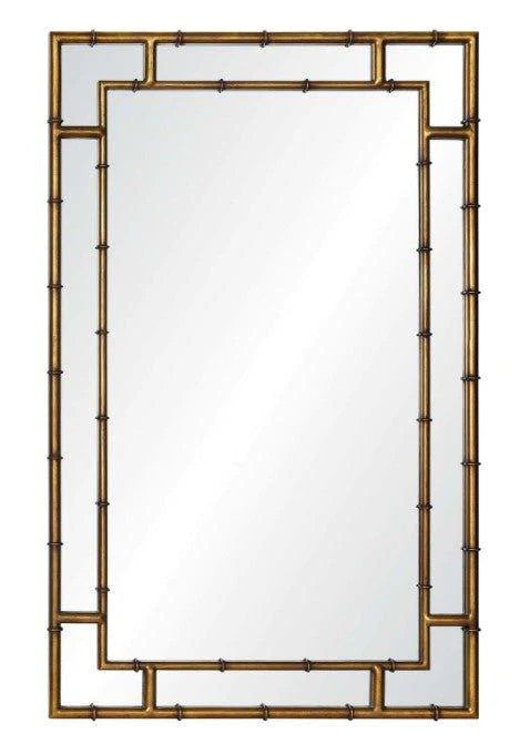 Gold Leaf Bamboo Inspired Framed Wall Mirror | The Well Appointed House, LLC