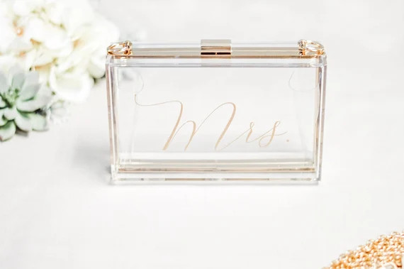 Bridal Purse - Bridesmaid Clutch - Mrs. Purse - Bride Purse for Wedding - Clear Purse | Etsy (US)