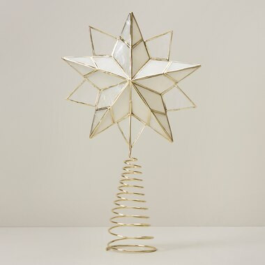 CAPIZ SHELL GEOMETRIC STAR TREE TOPPER | Indigo (CA)