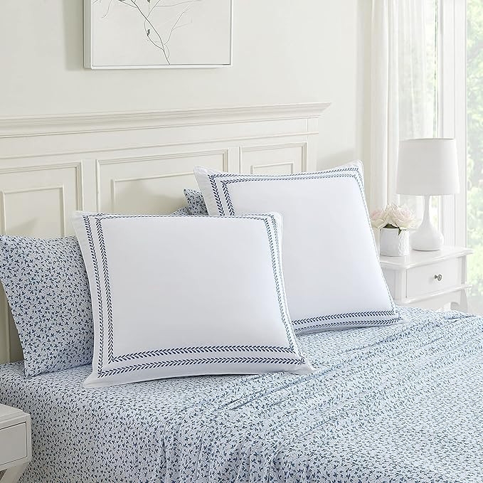 Laura Ashley - Euro Shams, 100% Smooth Cotton with Envelope Closure, Throw Pillow Cover for Bed o... | Amazon (US)