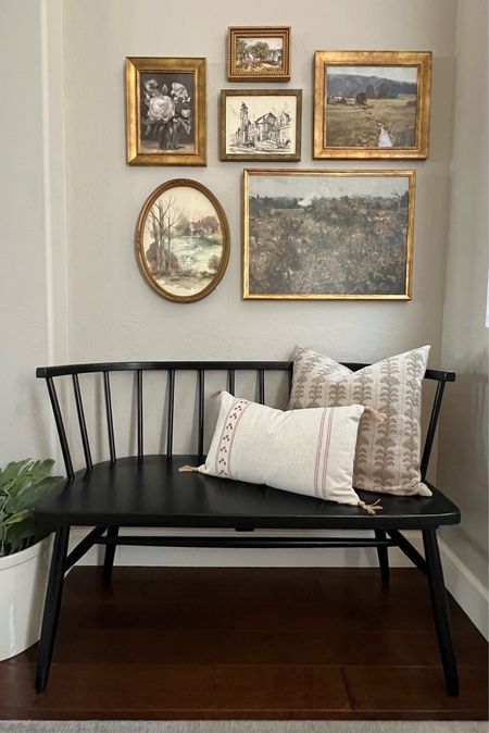 My entryway bench is back in stock! It’s less than $200 and the perfect size for an entryway, mudroom or small dining space. gallery wall, bench, throw pillow, artwork, framed art, wall decor, landscape art, vintage, Studio McGee, Hearth & Hand, Magnolia, modern organic, modern farmhouse, cottage, #LTKFind

#LTKHome #LTKStyleTip #LTKSeasonal