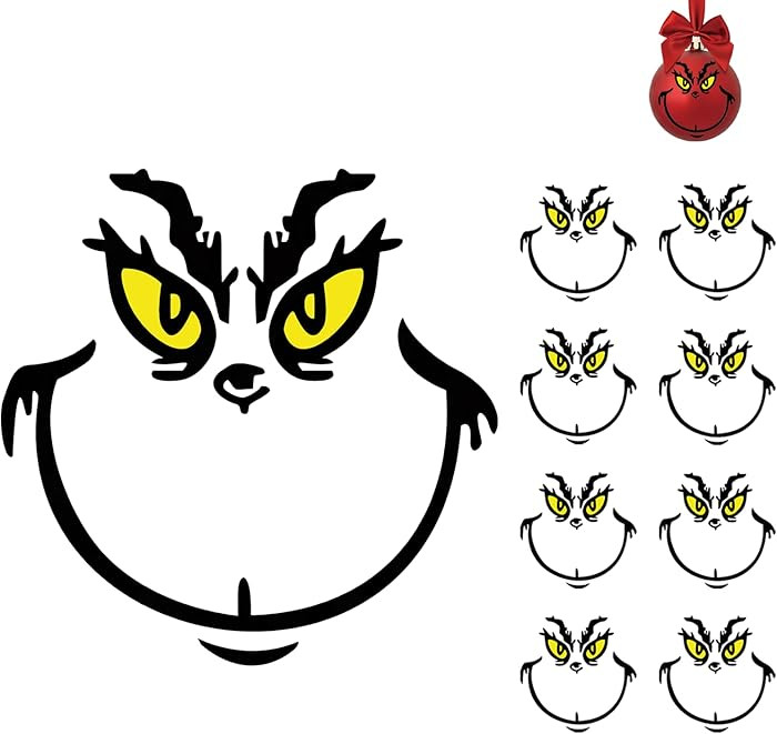 10 Pcs Christmas Face Stickers – Vinyl Transfer Stickers for Crafts, Ornaments, Cups, Jars, and... | Amazon (US)
