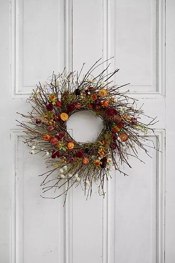 Birch + Preserved Ammobium Wreath | Anthropologie (US)