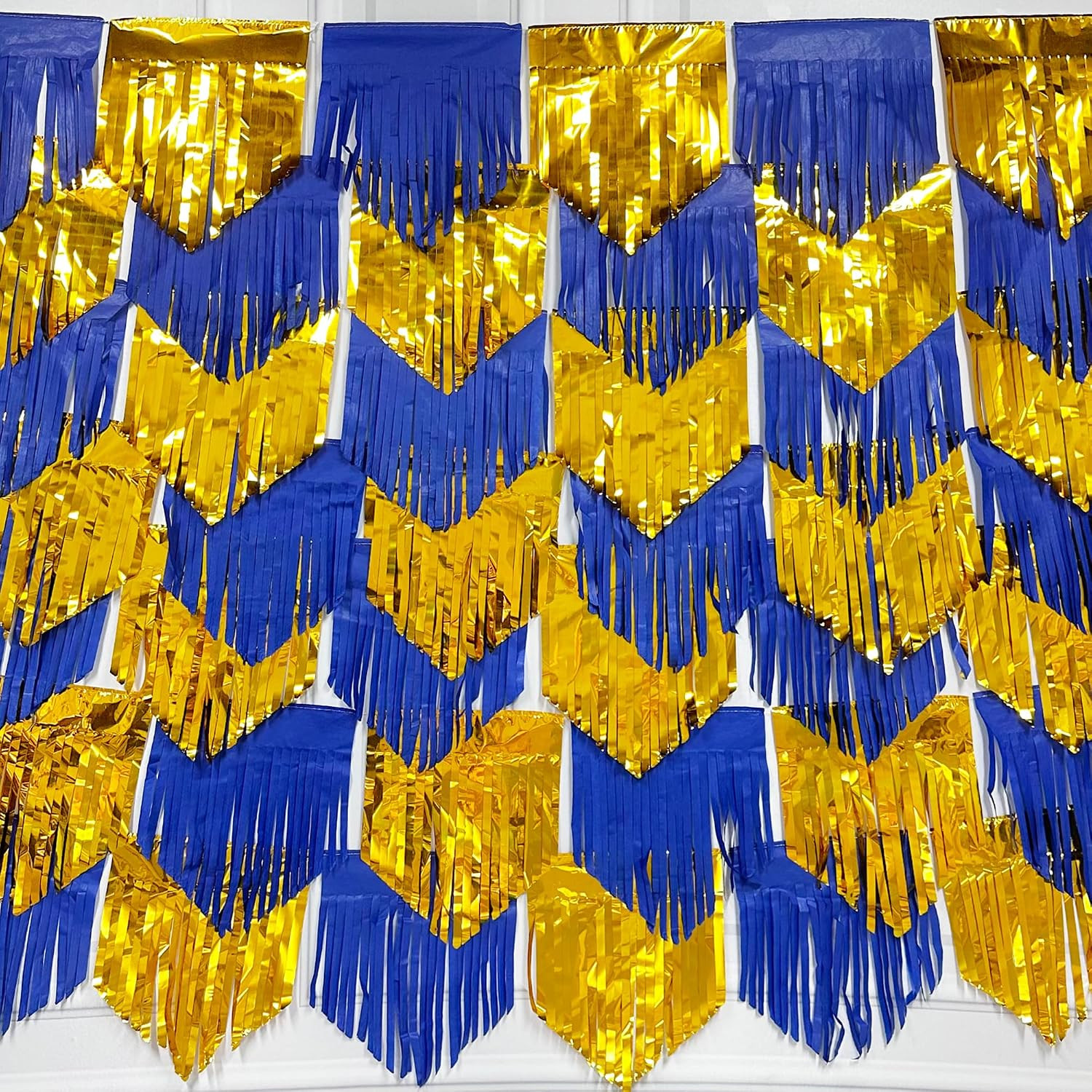 Royal Blue Gold Tassel Backdrop Tissue Paper Metallic Foil Fringe Tinsel Garland Streamers Bunting Banner for Graduation Birthday Anniversary Bachelorette Wedding Engagement Party Decorations Supplies | Amazon (US)