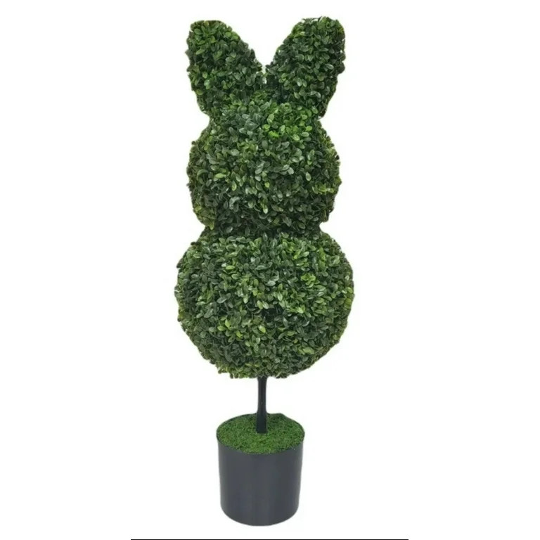 LEWEEN 35” Topiary Easter Bunny Shrub Tree 2026, Imitation Evergreen Shrub for Garden and Outdo... | Walmart (US)