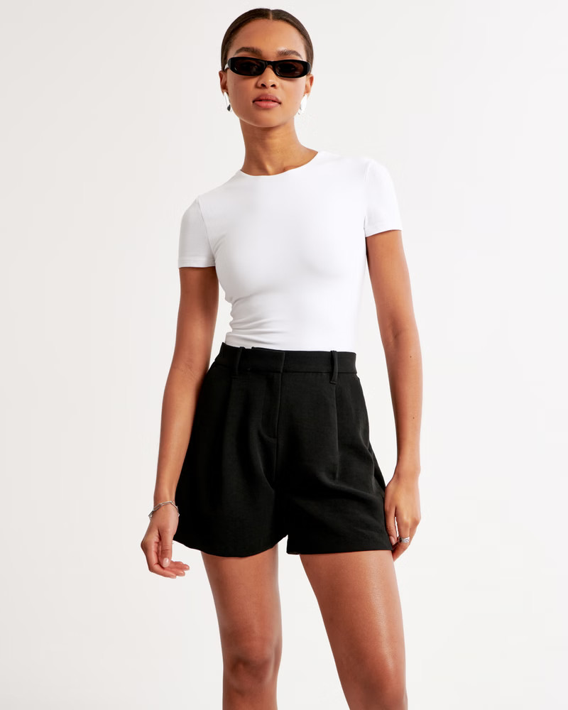 High Rise Premium Crepe Tailored Short | Abercrombie & Fitch (US)
