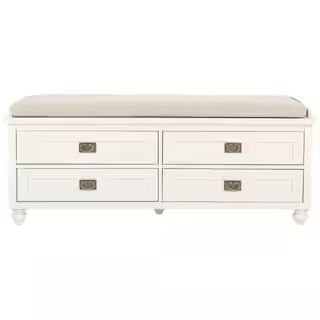 Home Decorators Collection Vernon Polar White 4-Drawer Storage Bench 9608910400 - The Home Depot | The Home Depot
