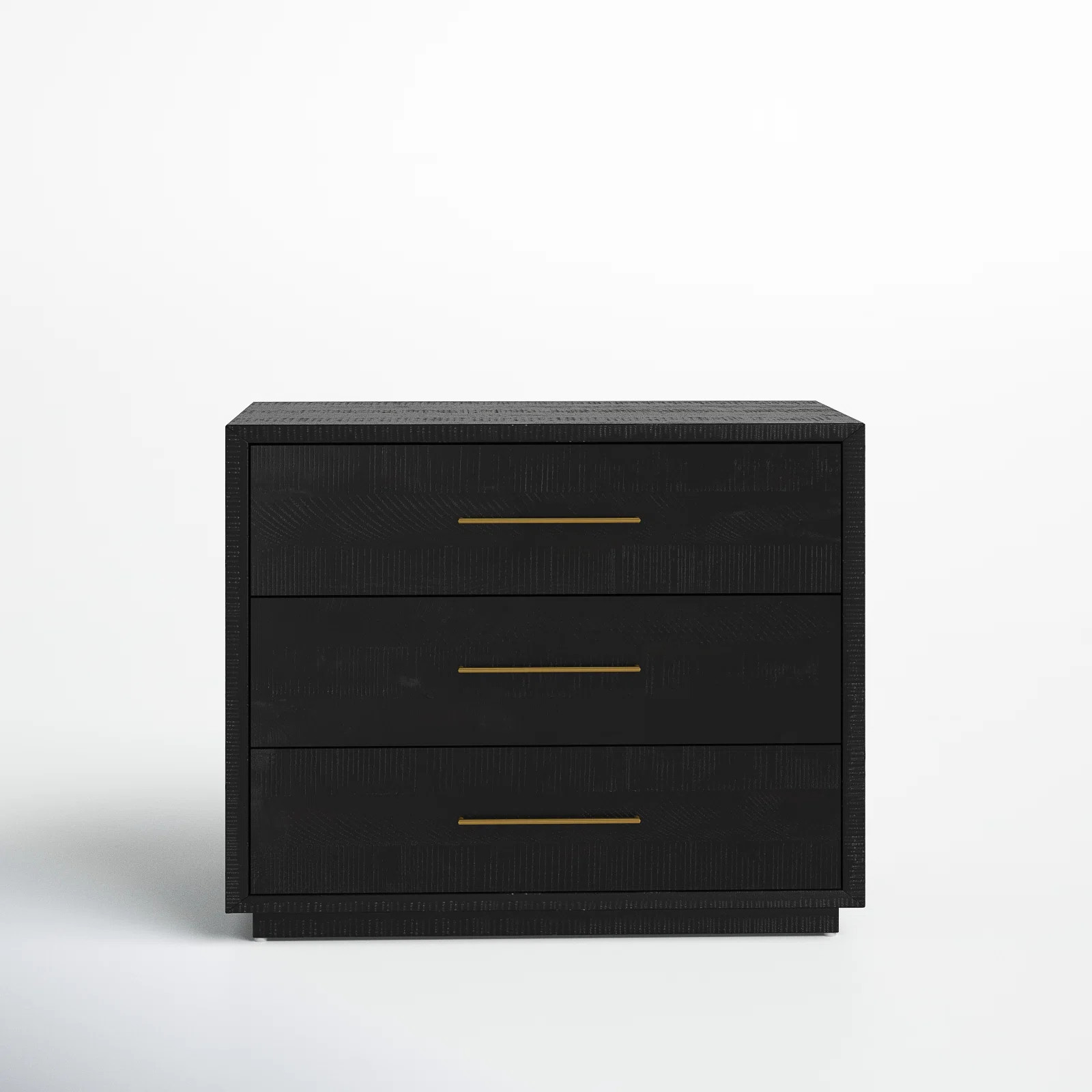 Birch Lane™ Boleyn 3 - Drawer Solid Wood Nightstand in Burnished Black/Brass & Reviews | Wayfai... | Wayfair North America
