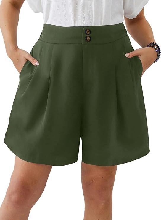 Eytino Womens Plus Size Shorts Casual Elastic Waist Wide Leg Suit Tailored Shorts Summer Dressy S... | Amazon (US)