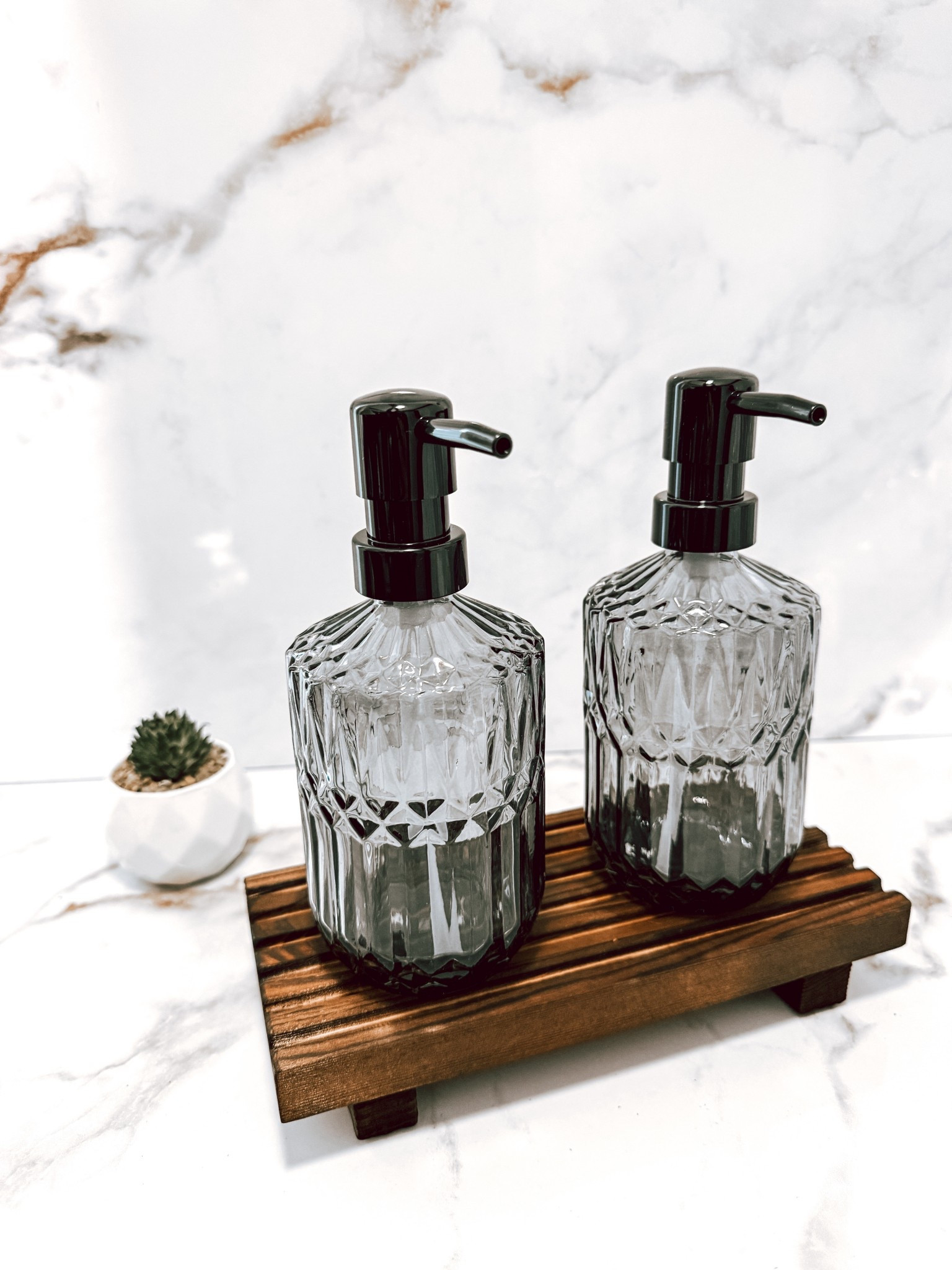 The soap dispensers you need for your kitchen! Love how beautiful they are with the wood farmhouse tray  

#LTKHome