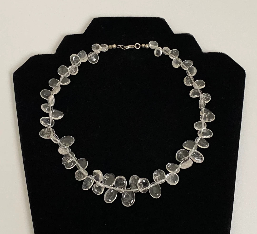 Vintage 1980s Clear Glass Teardrop Beaded Collar Necklace | Etsy (US)