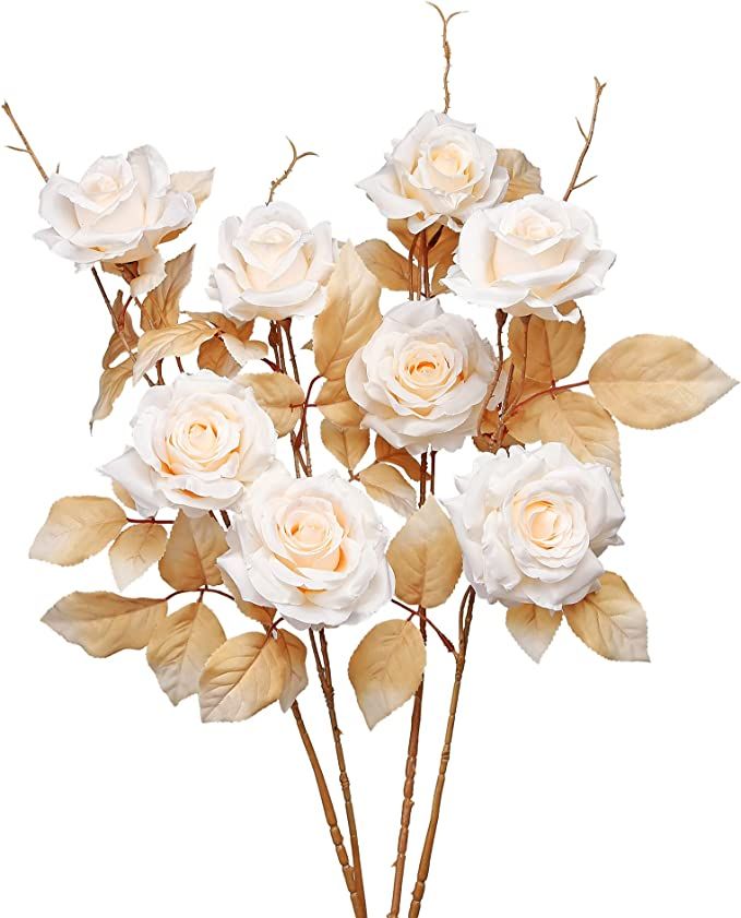 Artificial Flowers Roses Fake Flowers Silk Flowers Real Looking with Stems for DIY Wedding Bouque... | Amazon (US)