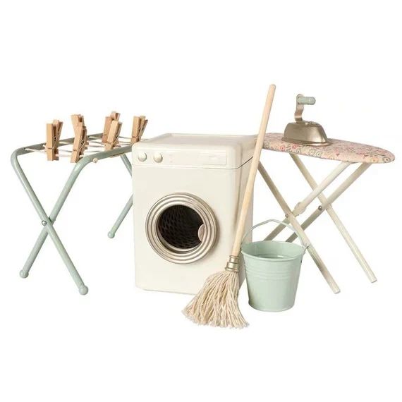 Pre-order* 1/6 dollhouse miniature metal washing machine / ironing board / laundry rack / mop & b... | Etsy (US)