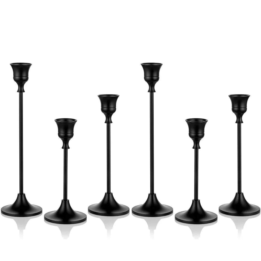Nuptio Taper Candle Holders In Bulk Black Candlestick Holders Set of 6 | Walmart (US)