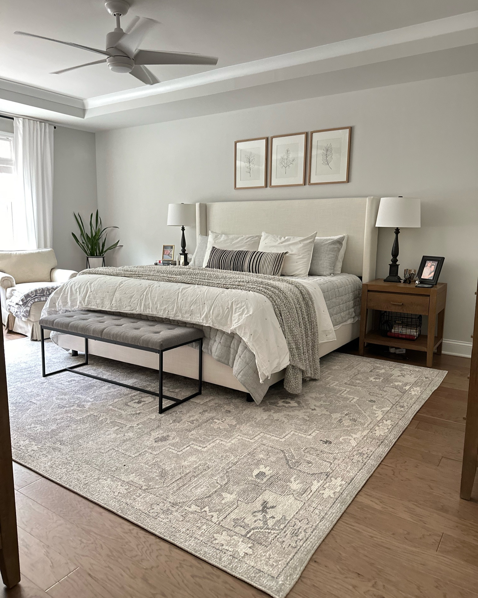 Primary bedroom update! 
New bed, rug and hardwood floors! 
#leighallisondesign 

#LTKHome