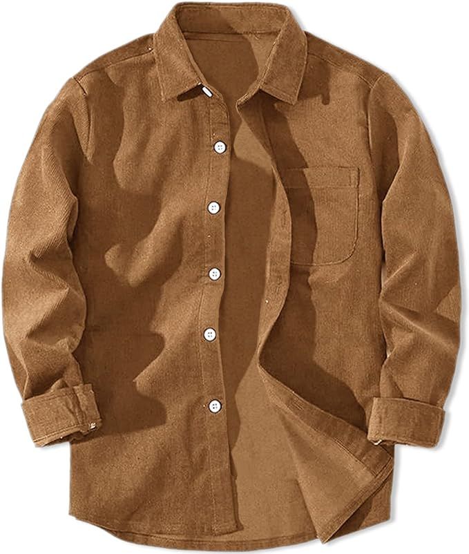 SANGTREE Boys' Button Down Corduroy Shirt Casual Long Sleeve Tops, 3-13 Years | Amazon (US)