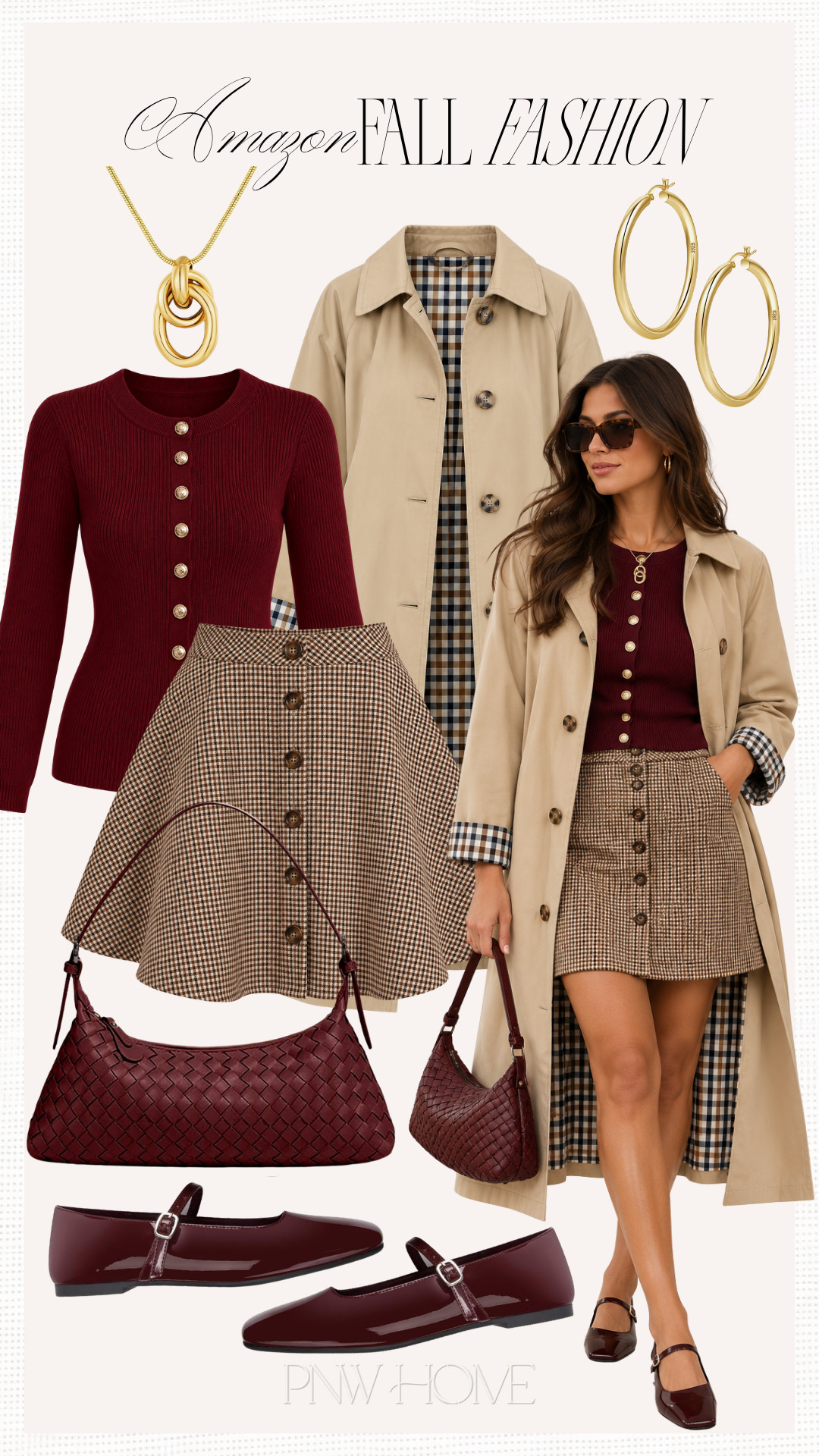 Fall fashion finds from Amazon I'm loving!

fall style, fall outfit, fall looks, plaid skirt, trench coat. burgundy cardigan, burgundy flats, burgundy handbag, fall handbag, fall shoes, fall footwear, gold hoop earrings, gold necklace, pendent necklace 

 #LTKgrwm #LTKootd #LTKTall