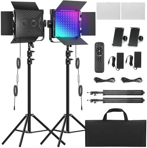2-Pack RGB Photography Lighting Kit, 50W Bi-Color Professional LED Studio Lights, 2300k~8500k Dim... | Amazon (US)