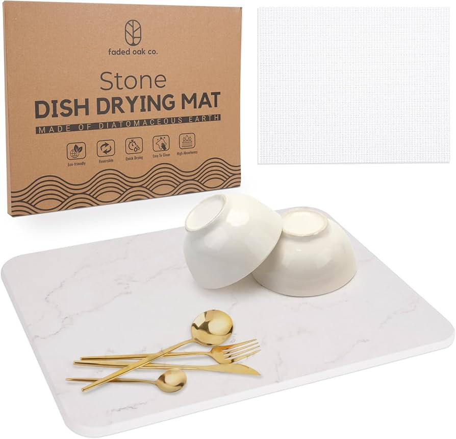 Dish Stone Drying Mat for Kitchen Counter - Heat Resistant & Anti-Slip Dish Drying Stone for Kitc... | Amazon (US)