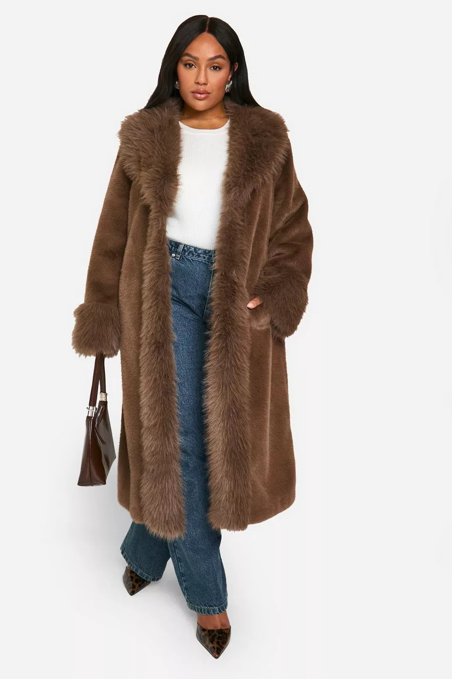 Plus Faux Fur Bonded Midaxi Coat | boohoo (US & Canada)