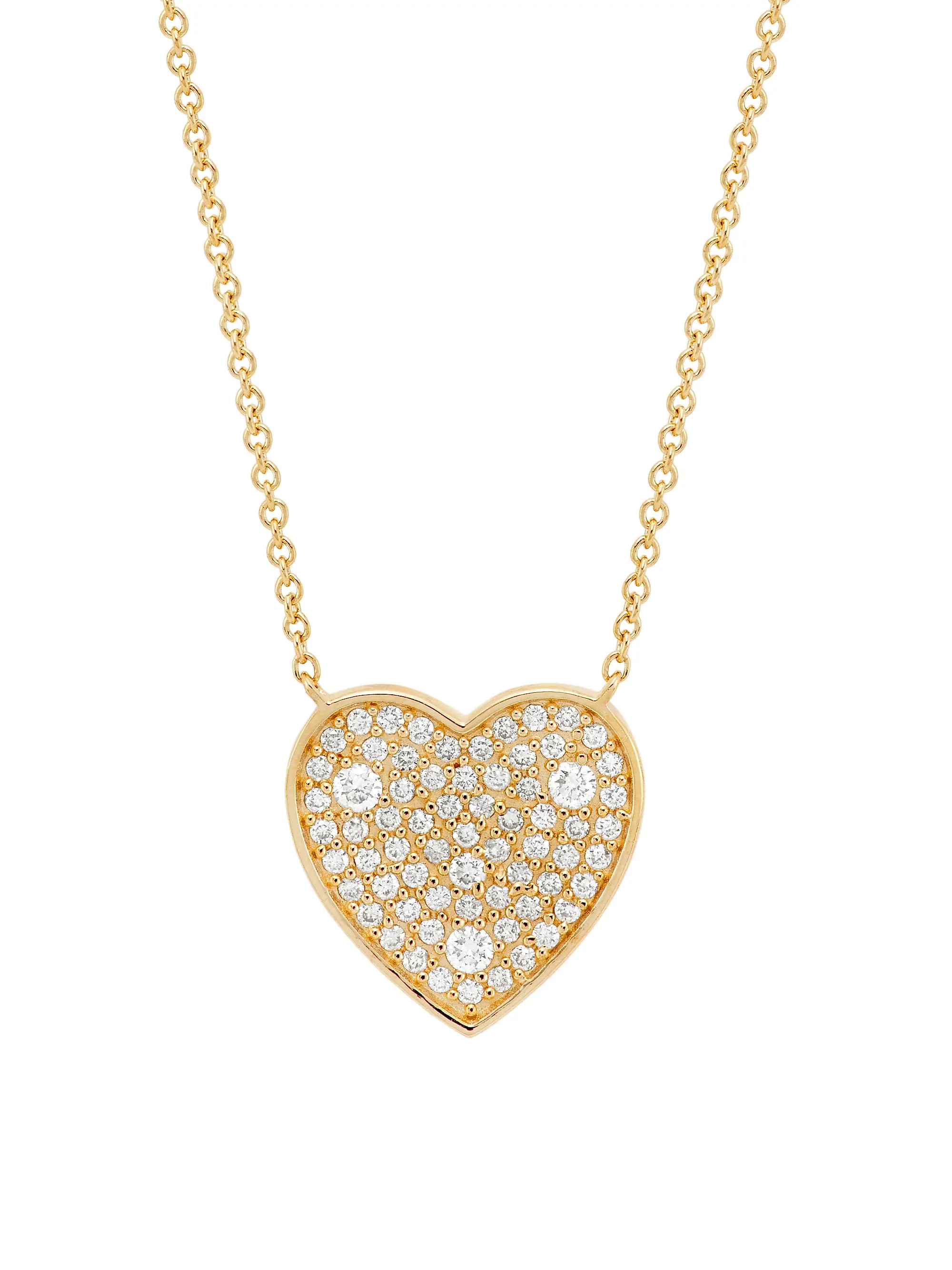 14K Yellow Gold & 0.26 TCW Diamond Heart Pendant Necklace | Saks Fifth Avenue