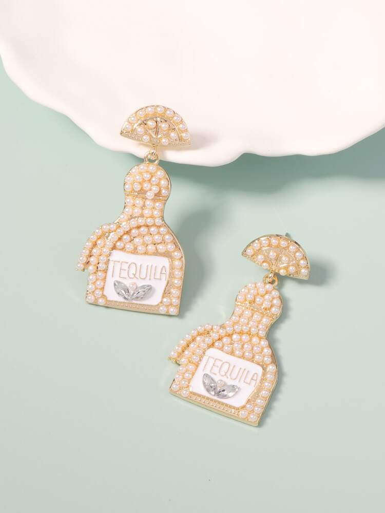 Faux Pearl Decor Bottle Drop Earrings | SHEIN