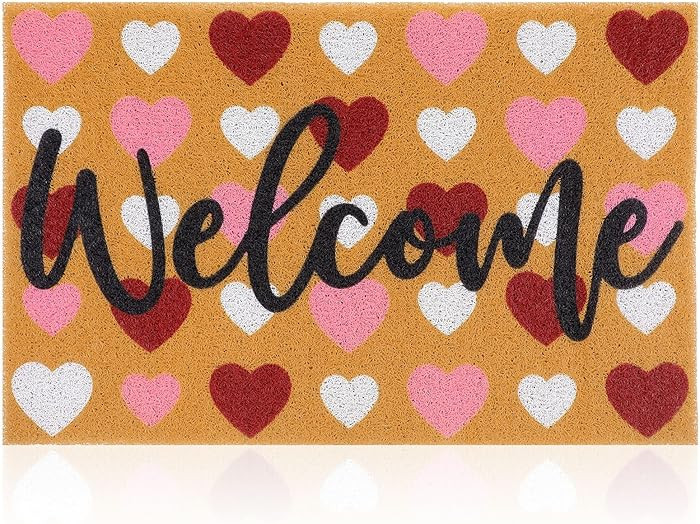 Tinideya Valentine's Day Door Mat Red Pink Heart Coir Door Mat Washable Non-Slip Entrance Rugs fo... | Amazon (US)