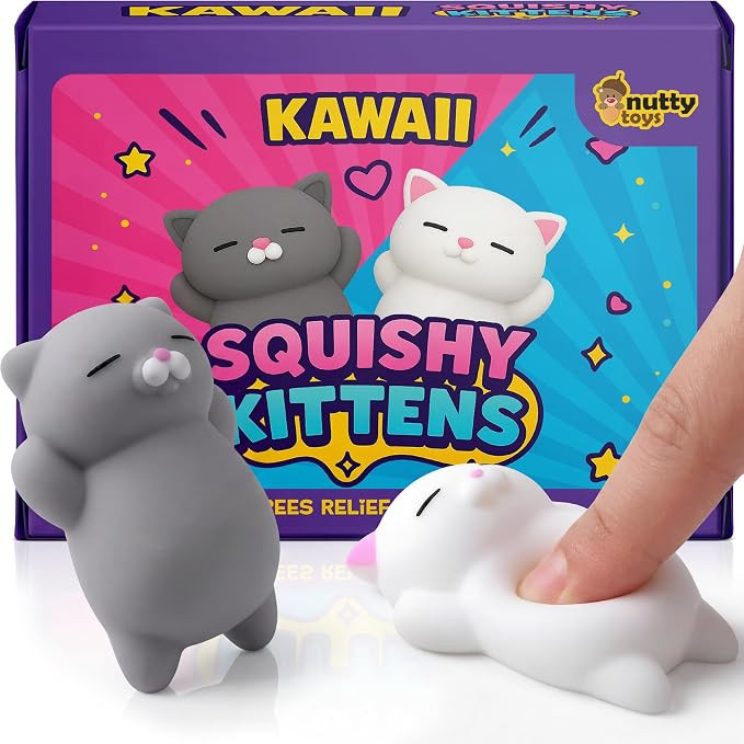 Nutty Toys Squishy Cat Set - 2" Soft Silicone Kawaii Kitties, Top Stress Relief Toy 2026 Unique G... | Amazon (US)