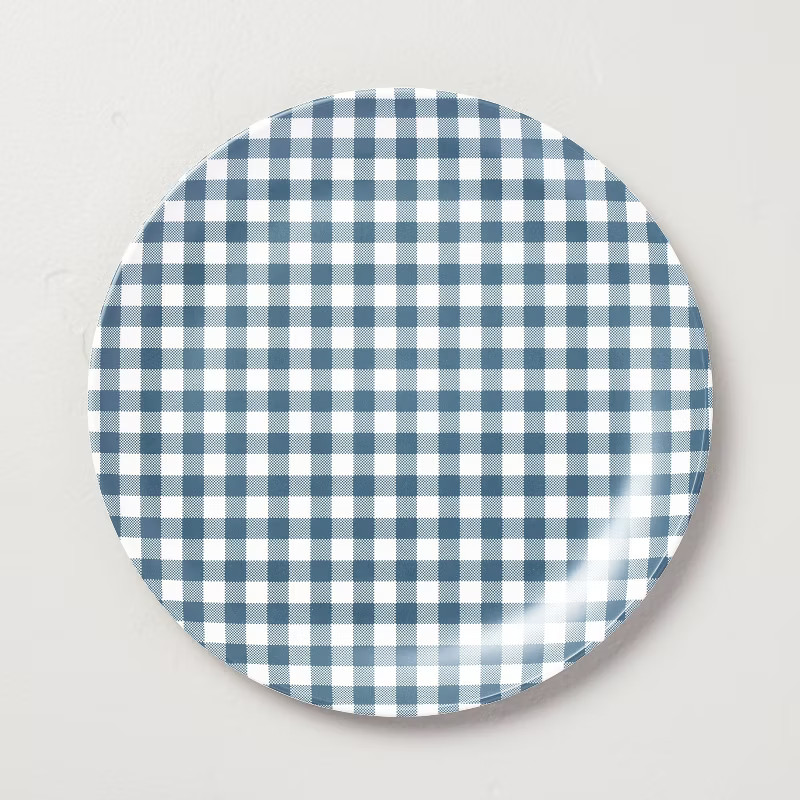 10.5" Gingham Bamboo-Melamine Dinner Plates Blue/Cream - Hearth & Hand™ with Magnolia | Target