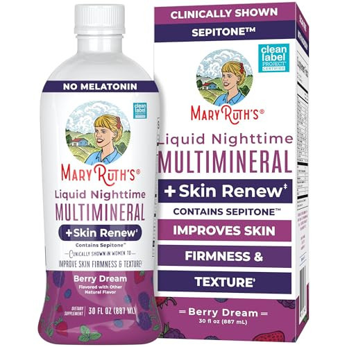MaryRuth's Liquid Nighttime Liquid Multimineral + Skin Renew | Clinically Shown in Women to Reduce Fine Wrinkle & Improve Skin Firmness | Sepitone | NO Melatonin | Magnesium | Vegan | 30 Servings | Amazon (US)