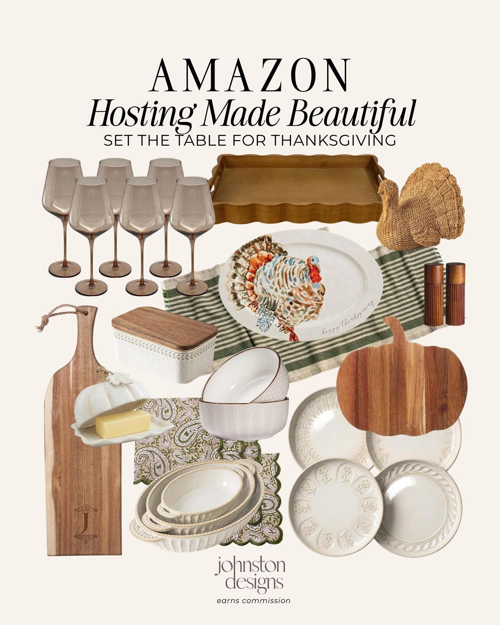 Thanksgiving table inspiration with warm wood accents, cream dinnerware, green linens and the prettiest turkey platter. 🤎 Hosting essentials for a cozy fall gathering, from serving trays and baking dishes to wine glasses and pumpkin details.

Thanksgiving tablescape, fall table decor, Mud Pie, Thanksgiving serving platter, cream dinnerware, scalloped serving tray, green table linens, wood cutting board, holiday hosting essentials, baking dishes, pumpkin butter dish

#thanksgivingtable #falltablescape #thanksgivingdecor #hostingessentials #tabledecor #dinnerware #serveware #fallentertaining #holidayhosting 

 #LTKSeasonal #LTKHome