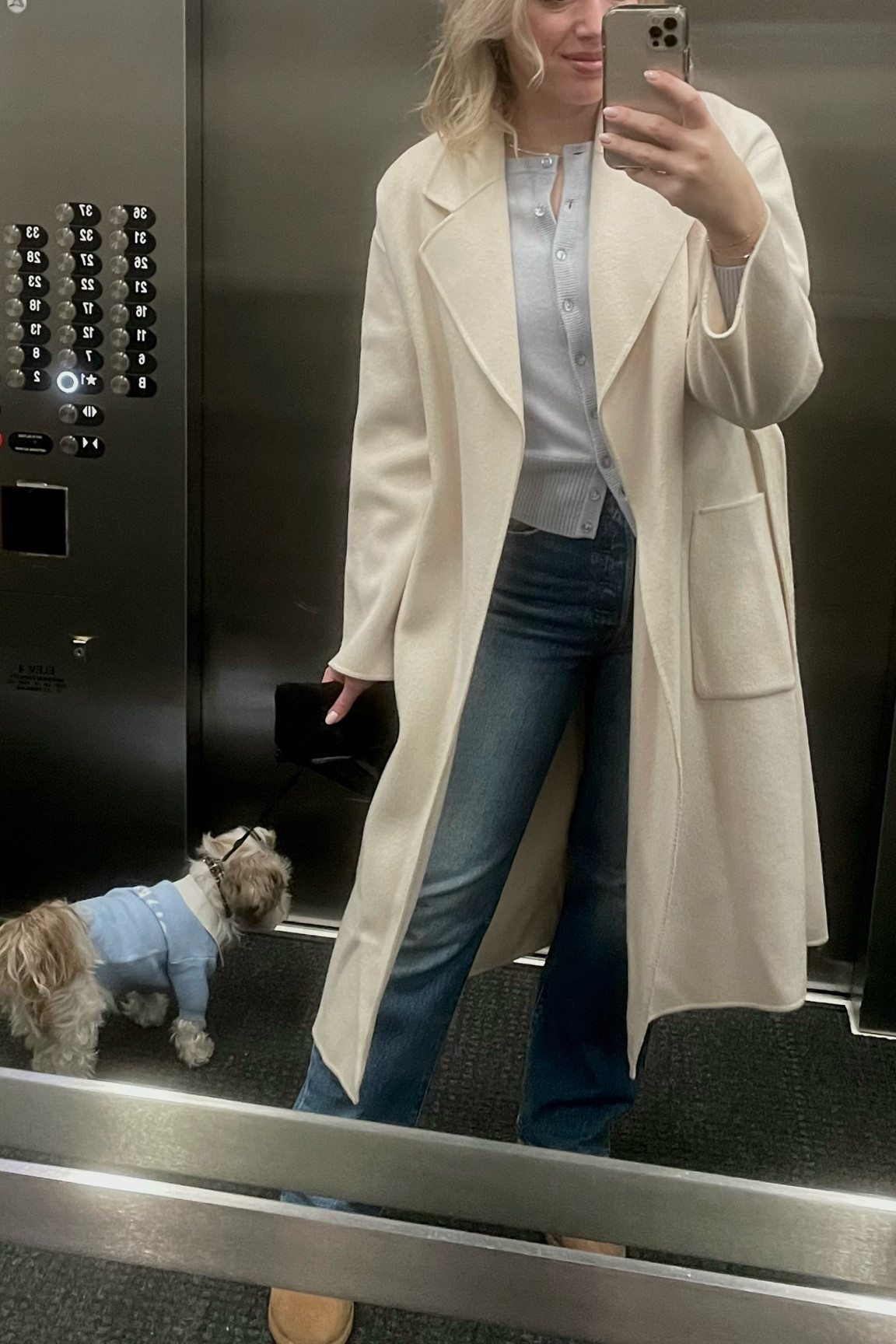 Coat is great & on sale, or try the Amazon style!
Denim is Levi’s, color - dance around (medium wash)
Dog sweater doesn’t have a link 

#LTKsalealert #LTKstyletip