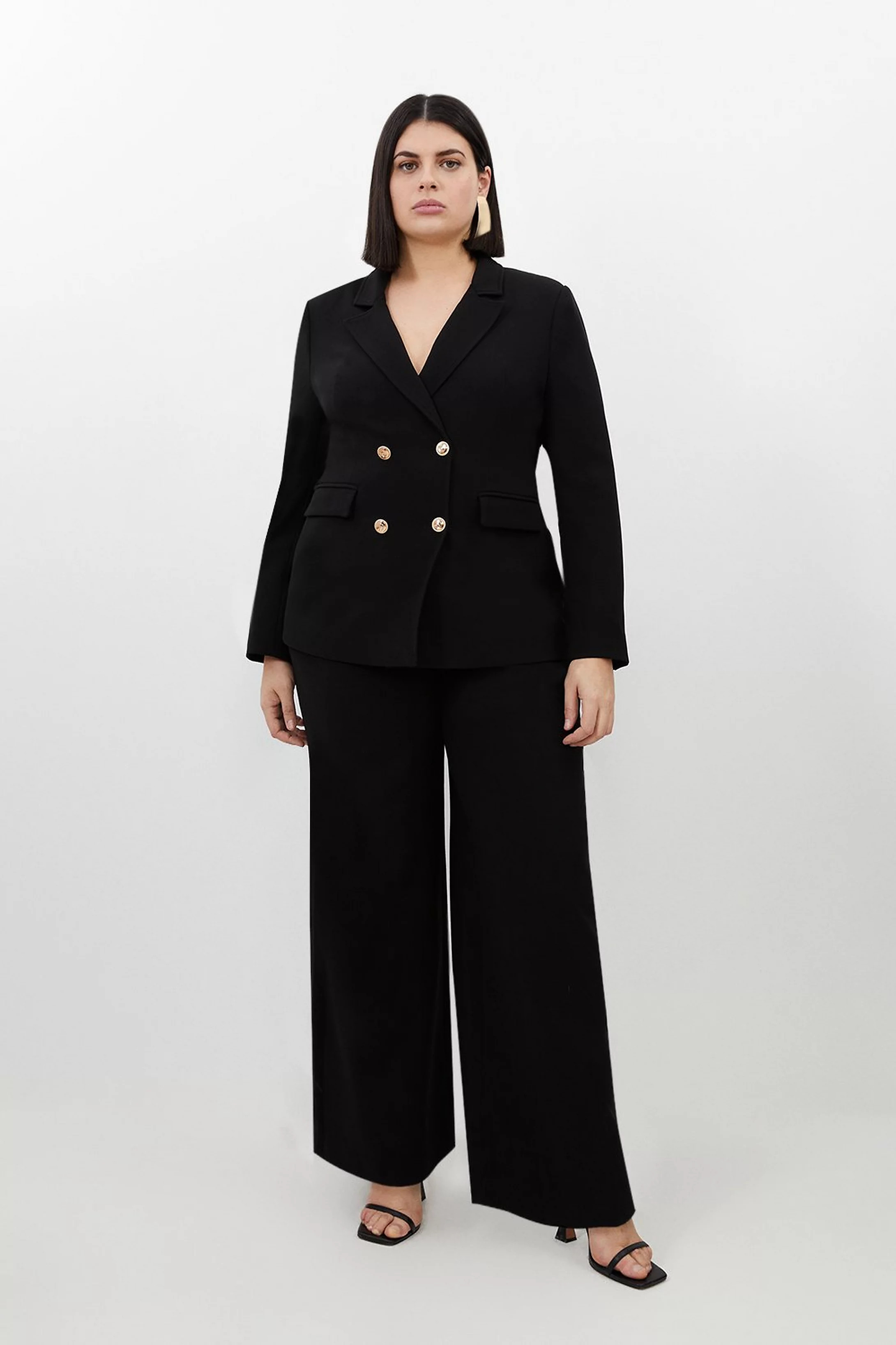 Plus Size Compact Essential Tailored Double Breasted Blazer | Karen Millen UK + IE + DE + NL