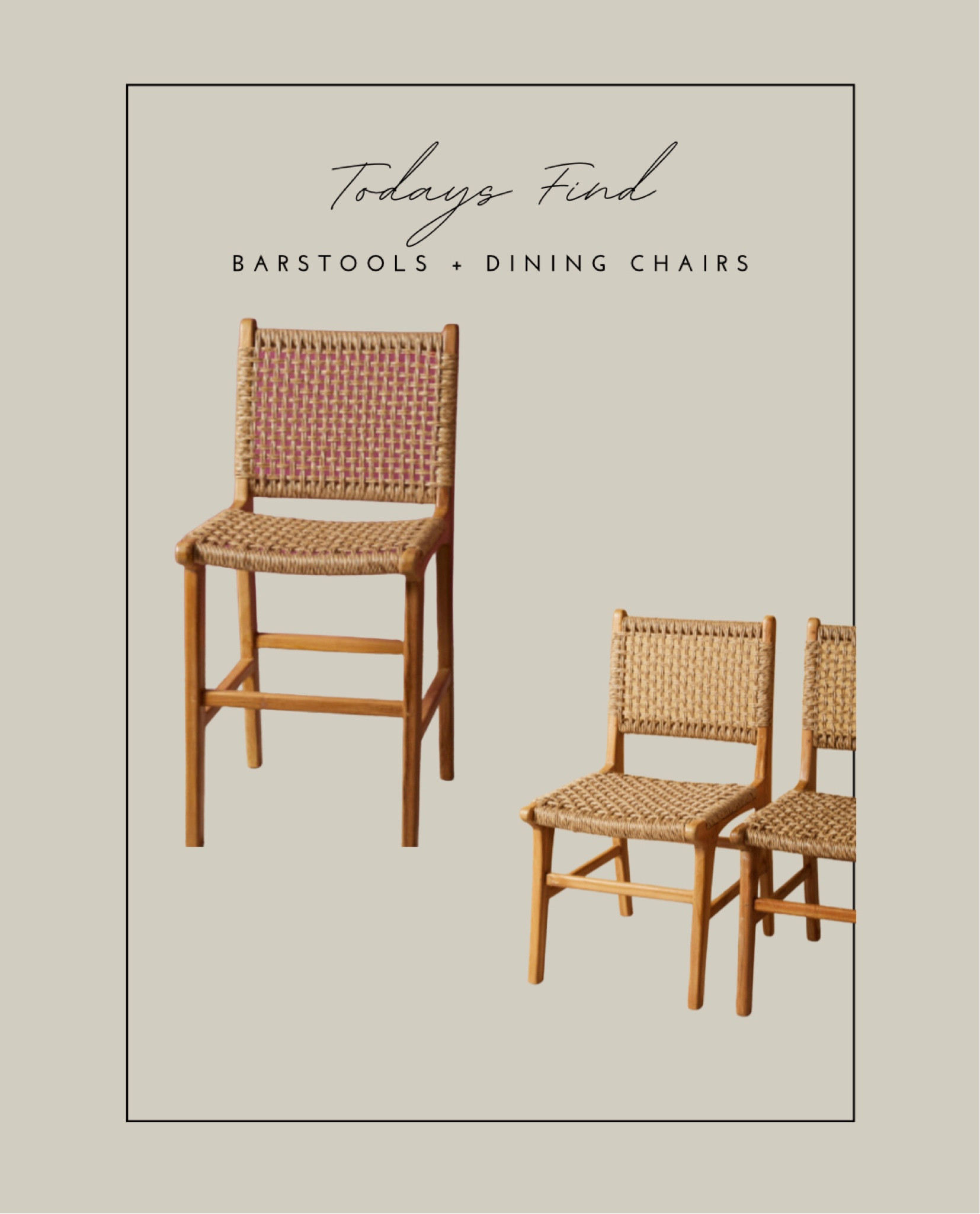 Teak rattan boho barstool and dining chairs set. Affordable neutral natural organic style dining furniture.


#LTKhome