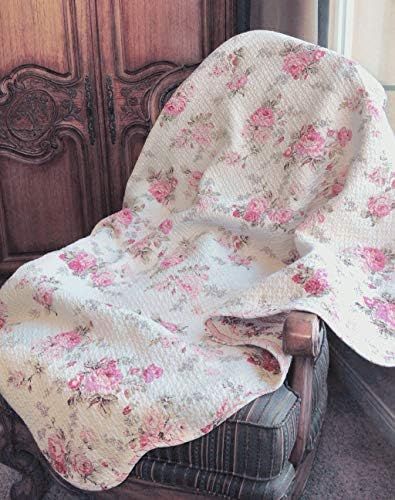 Cozy Line Home Fashions Josephine Spring Peony Pink Ivory Floral Print Pattern Reversible 100% Cotto | Amazon (US)