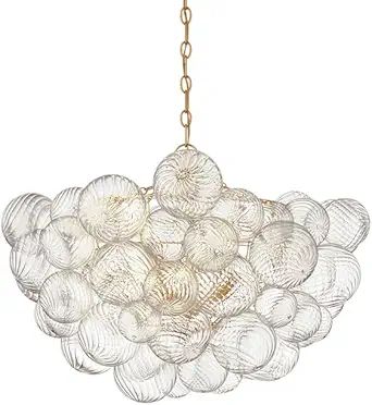 Longree Nordic Bubble Ball Swirled Glass Chandelier, Dia 32 inch Gild Gold and Clear Blown Glass ... | Amazon (US)